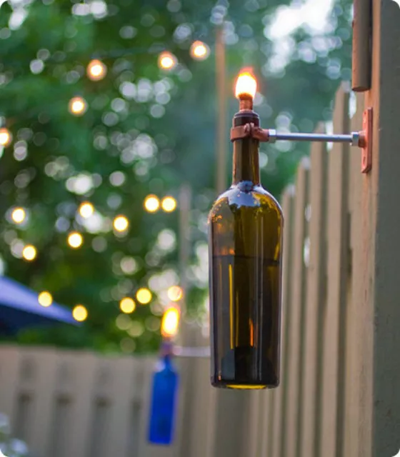 wine bottle tiki torches diy craft