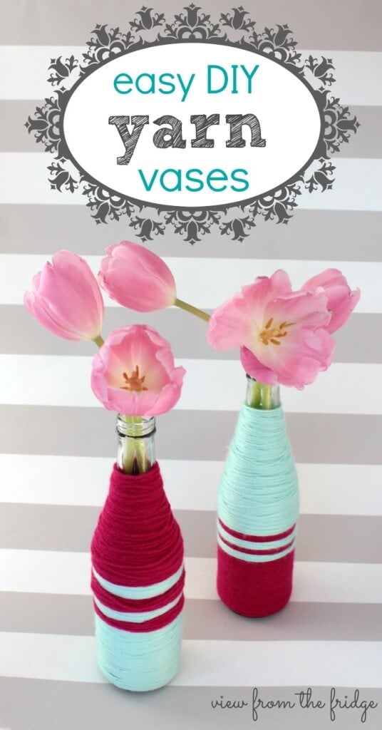 yarn wrapped vases