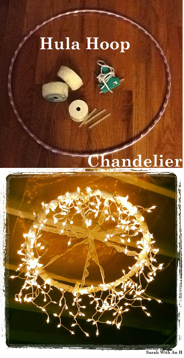 String Light DIY ideas for Cool Home Decor | Hula Hoop String Lights Chandelier are Fun for Teens Room, Dorm, Apartment or Home | http://diyprojectsforteens.com/diy-string-light-ideas/