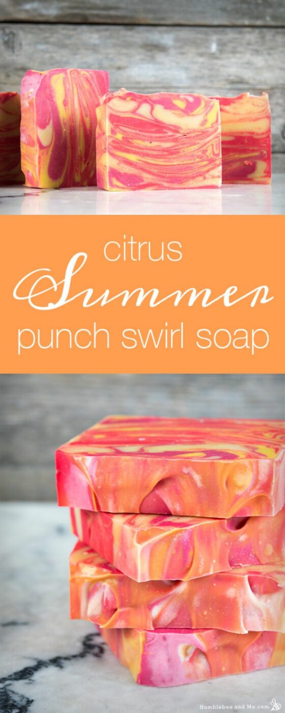 Soap Recipes DIY - Citrus Summer Punch Swirl Soap - DIY Soap Recipe Ideas - Best Soap Tutorials for Soap Making Without Lye - Easy Cold Process Melt and Pour Tips for Beginners - Crockpot, Essential Oils, Homemade Natural Soaps and Products - Creative Crafts and DIY for Teens, Kids and Adults http://diyprojectsforteens.com/cool-soap-recipes