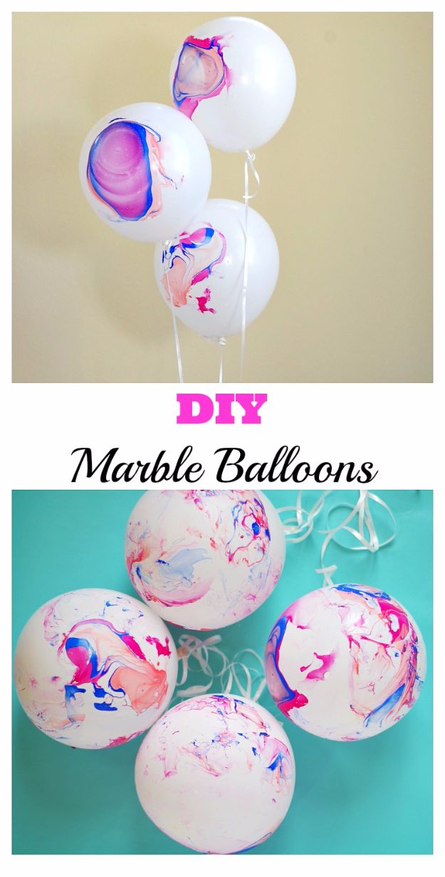 Balloon Crafts - DIY Marble Balloons - Fun Balloon Craft Ideas, Wall Art Projects and Cute Ballon Decor - DIY Balloon Ideas for Toddlers, Preschool Kids, Teens and Adults - Cheap Crafts Made With Balloons - Pumpkins, Bowls, Marshmallow Shooters, Balls, Glow Stick, Hot Air, Stress Ball http://diyjoy.com/balloon-crafts