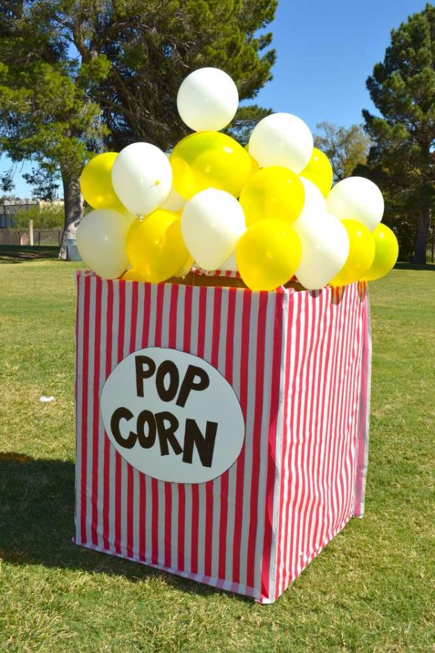 Giant Popcorn BoxBalloon Crafts - Giant Popcorn Boxes Balloon - Fun Balloon Craft Ideas, Wall Art Projects and Cute Ballon Decor - DIY Balloon Ideas for Toddlers, Preschool Kids, Teens and Adults - Cheap Crafts Made With Balloons - Pumpkins, Bowls, Marshmallow Shooters, Balls, Glow Stick, Hot Air, Stress Ball http://diyjoy.com/balloon-craftses Balloon