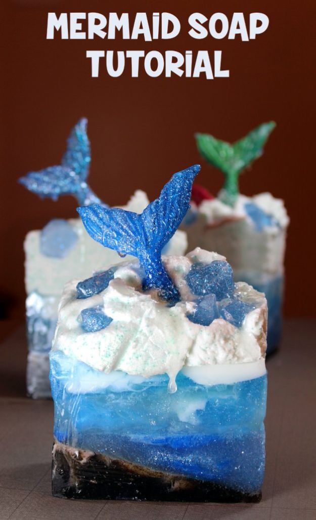 Soap Recipes DIY - Mermaid Soap - DIY Soap Recipe Ideas - Best Soap Tutorials for Soap Making Without Lye - Easy Cold Process Melt and Pour Tips for Beginners - Crockpot, Essential Oils, Homemade Natural Soaps and Products - Creative Crafts and DIY for Teens, Kids and Adults http://diyprojectsforteens.com/cool-soap-recipes