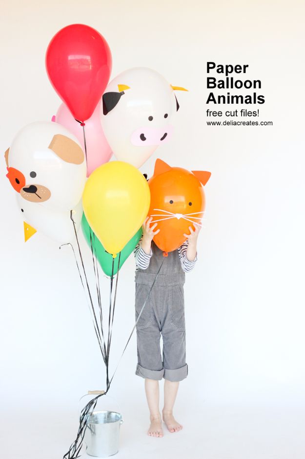 Balloon Crafts - Paper Balloon Animals - Fun Balloon Craft Ideas, Wall Art Projects and Cute Ballon Decor - DIY Balloon Ideas for Toddlers, Preschool Kids, Teens and Adults - Cheap Crafts Made With Balloons - Pumpkins, Bowls, Marshmallow Shooters, Balls, Glow Stick, Hot Air, Stress Ball http://diyjoy.com/balloon-crafts