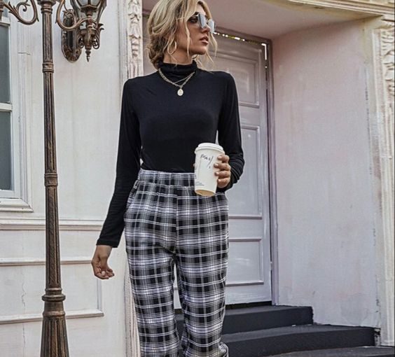 Creating Sophisticated Looks with Checkered Trousers - woman outfit, checkered trousers outfits, checkered trousers